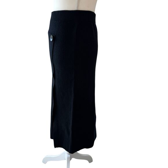 Knit Sweater Skirt Womens Small Black Ribbed Stretch Classic Pencil Minimalist - Picture 6 of 8